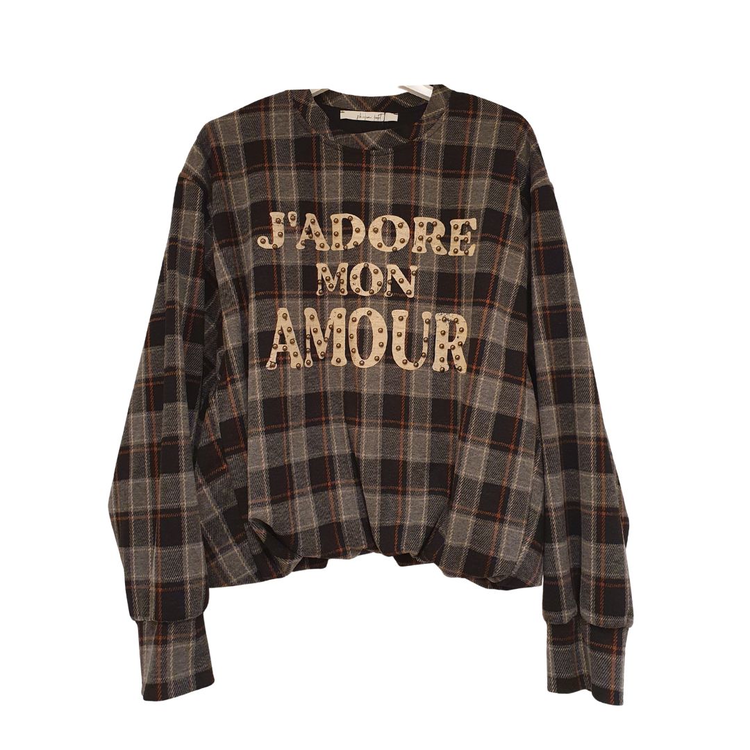 Felpa check con scritta Philia Loft