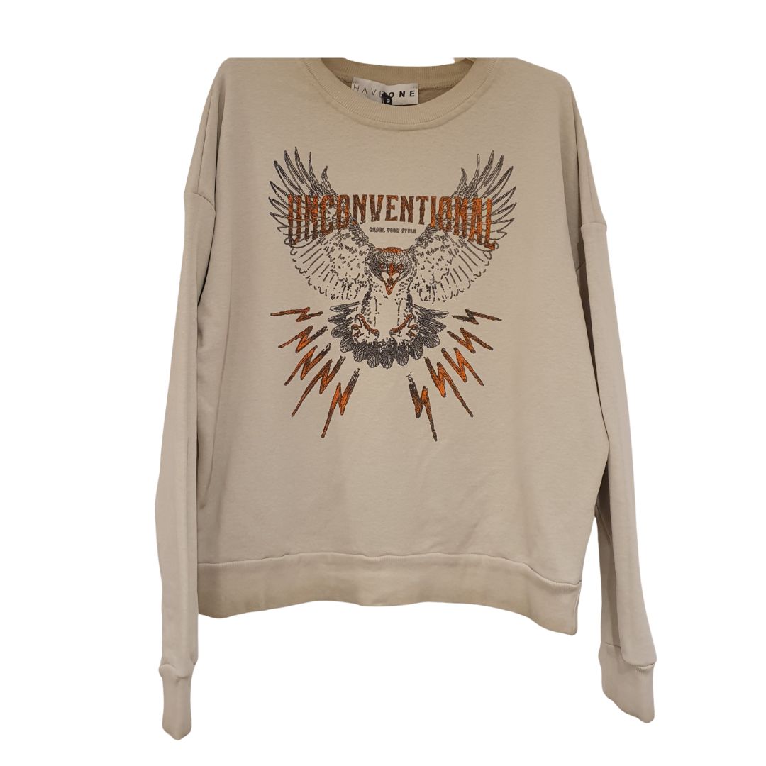 Felpa stampata in cotone garzato HaveOne