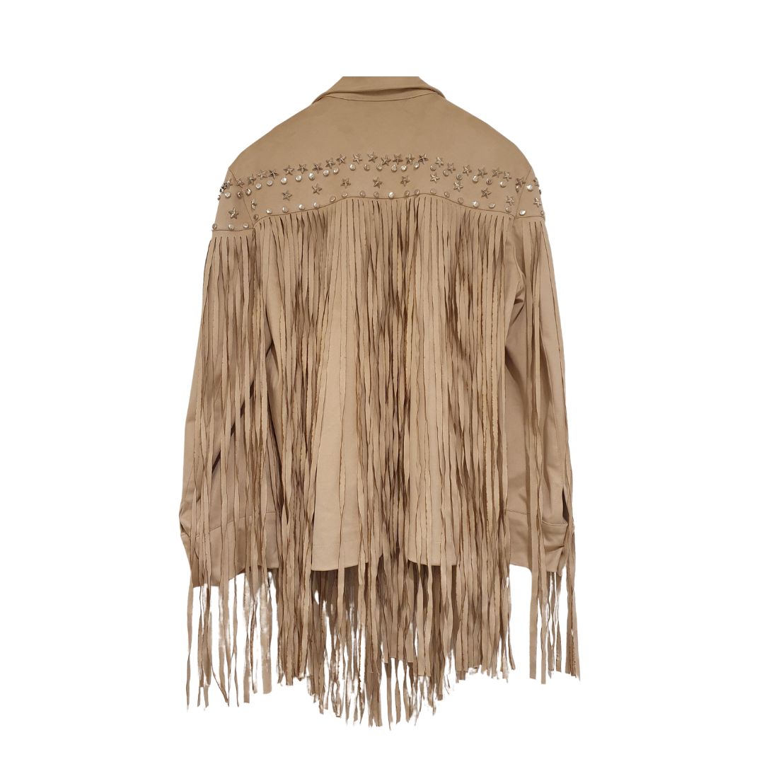 Giacca in ecodainetto con frange e borchie HaveOne