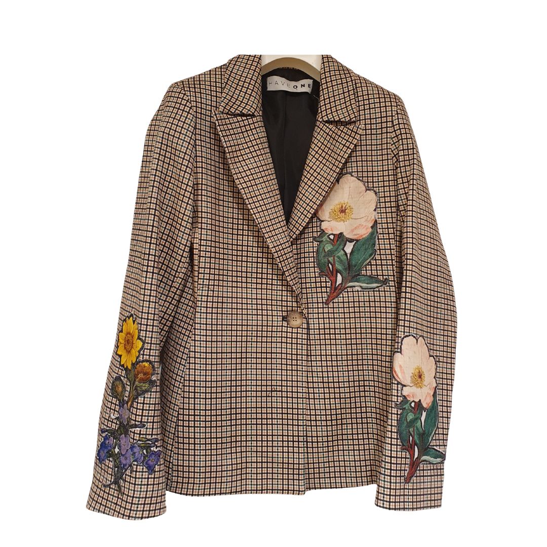 Giacca check con applicazioni HaveOne