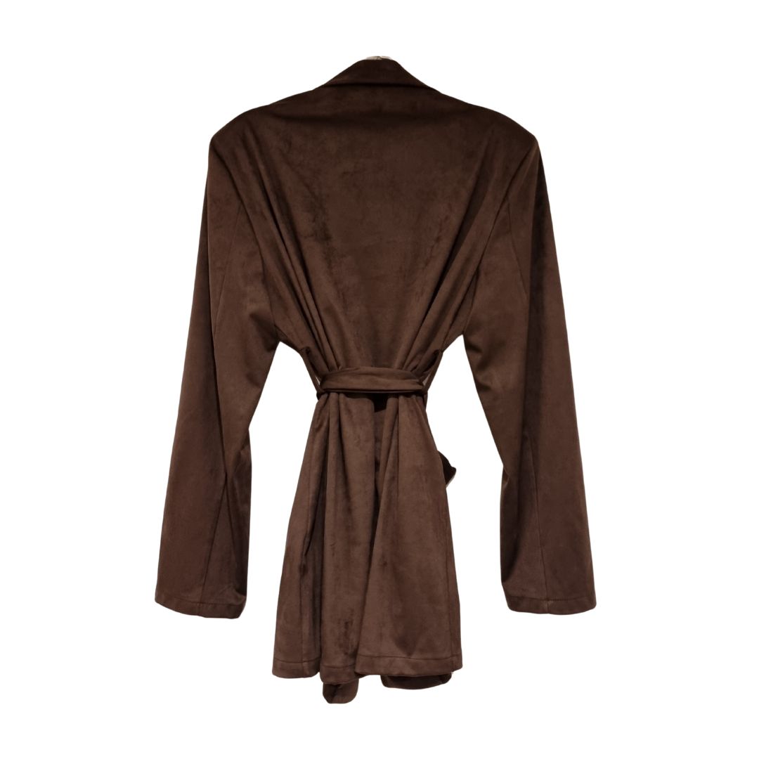 Giacca suede moro con annodo HaveOne