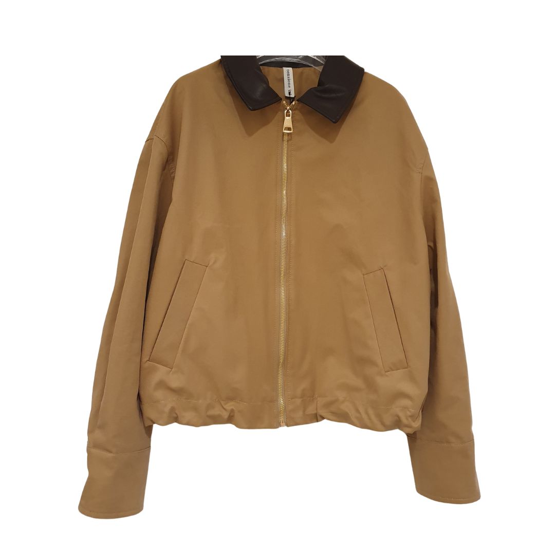 Giacca cammello con collo in ecopelle Tensione In