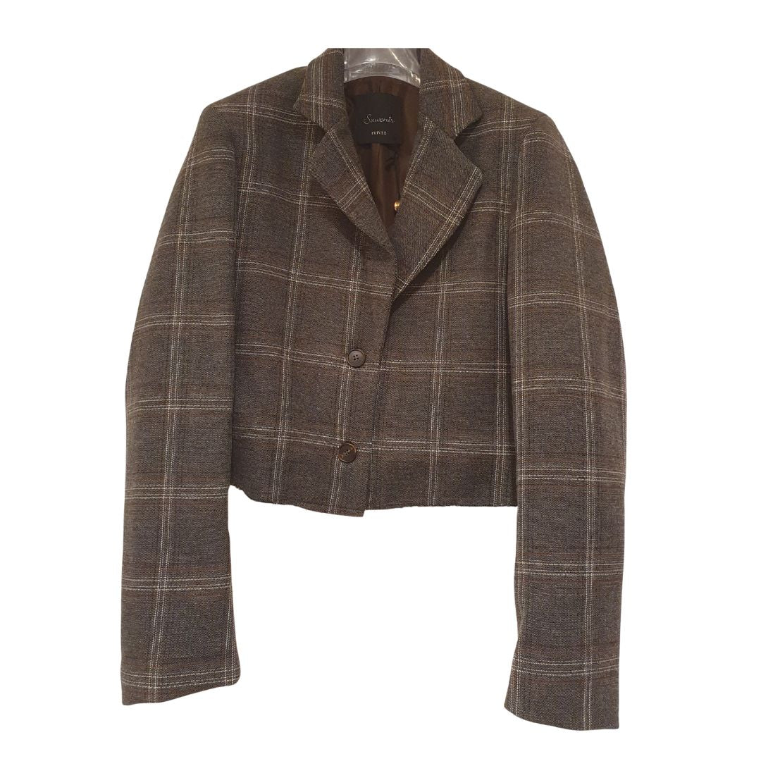Blazer corto taglio vivo a quadri Souvenir