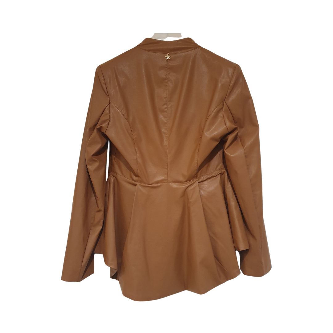 Blazer cuoio senza collo in ecopelle Souvenir