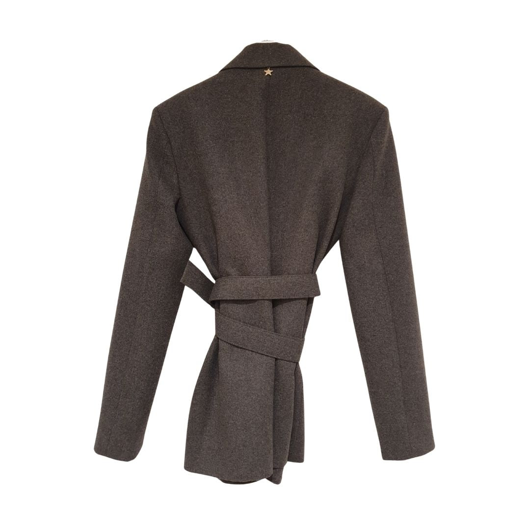 Blazer in panno grigio con cintura Souvenir