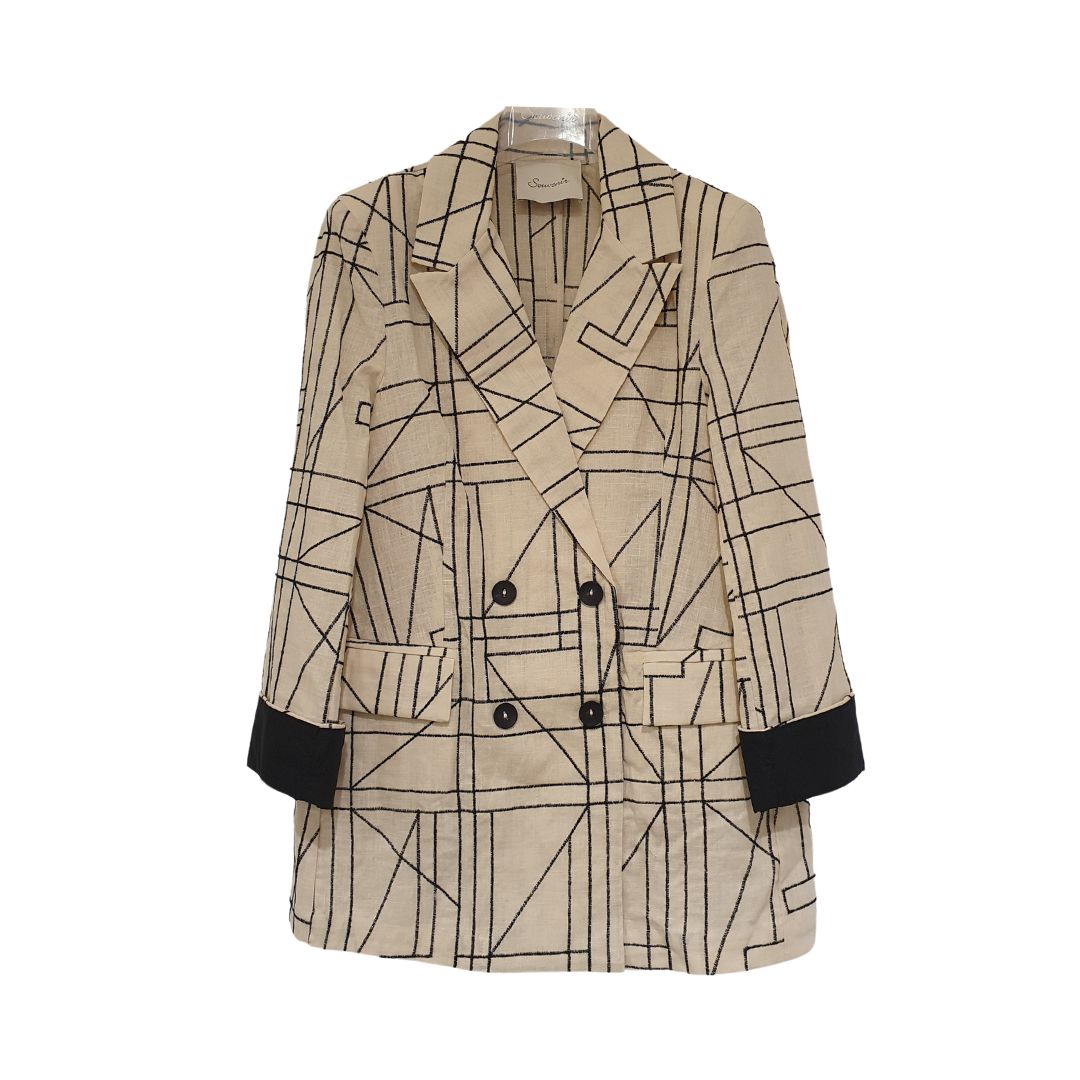 Blazer doppiopetto in ramiè fantasia
