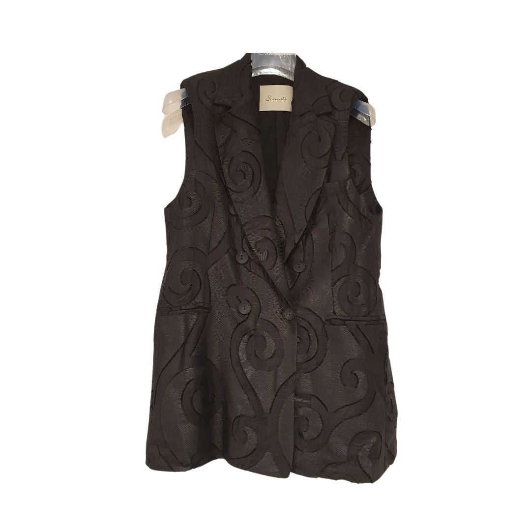 Gilet doppiopetto jacquard nero Souvenir