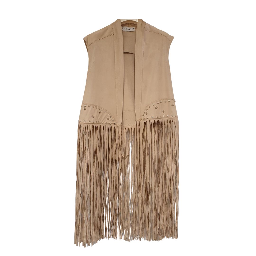 Gilet aperto con frange e borchie HaveOne