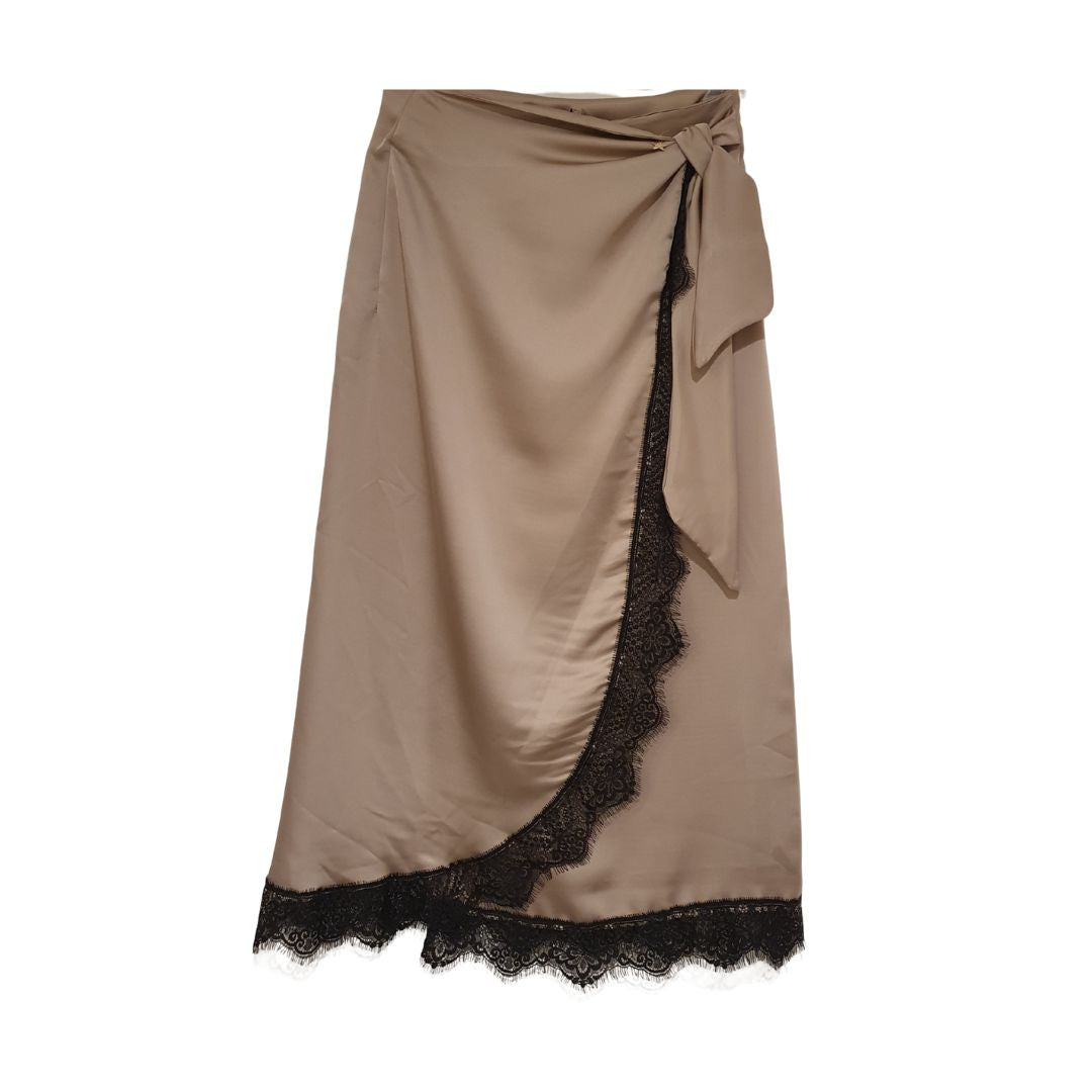 Gonna in raso lucido con pizzo Souvenir