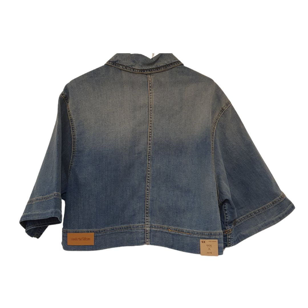 Giacchino  modello Theo in denim cropped manica corta Noir 'n' bleu