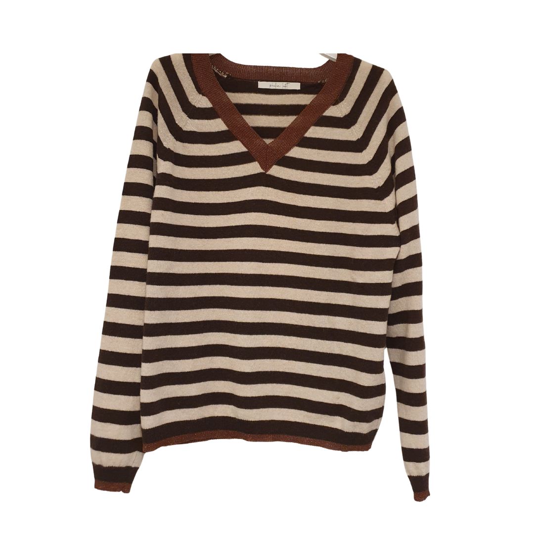 Pull rigato scollo a V Philia Loft