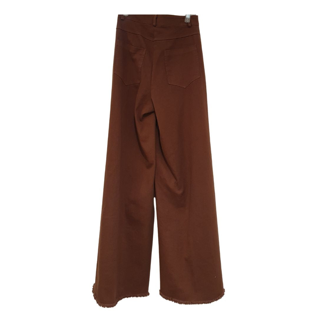 Pantalone cioccolato svasato con fondo taglio vivo HaveOne