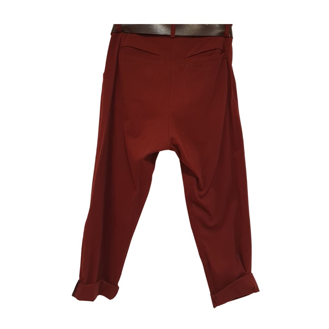 Pantalone bordeaux in cotone con cintura Souvenir