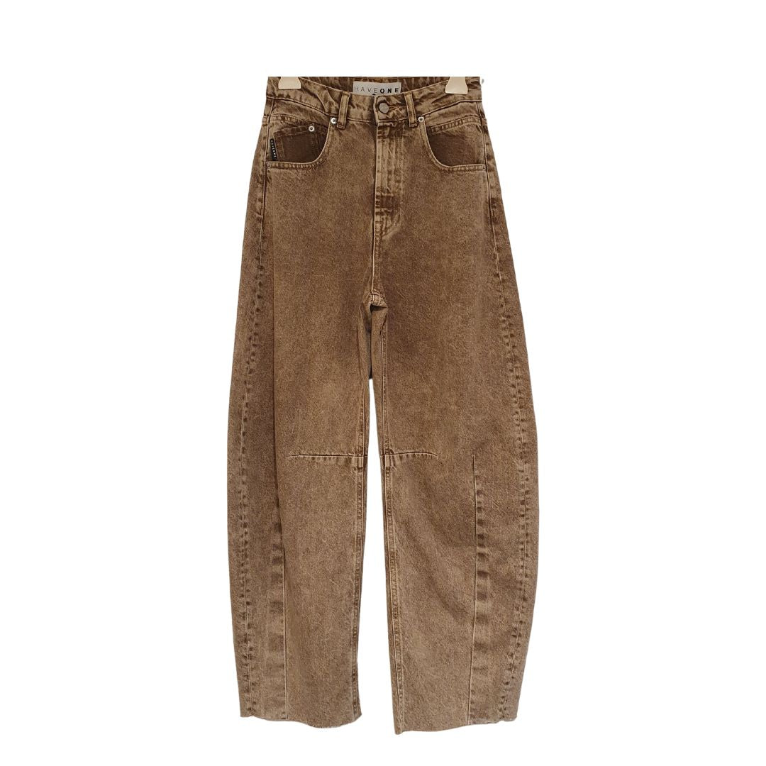 Jeans beige modello Barbara HaveOne