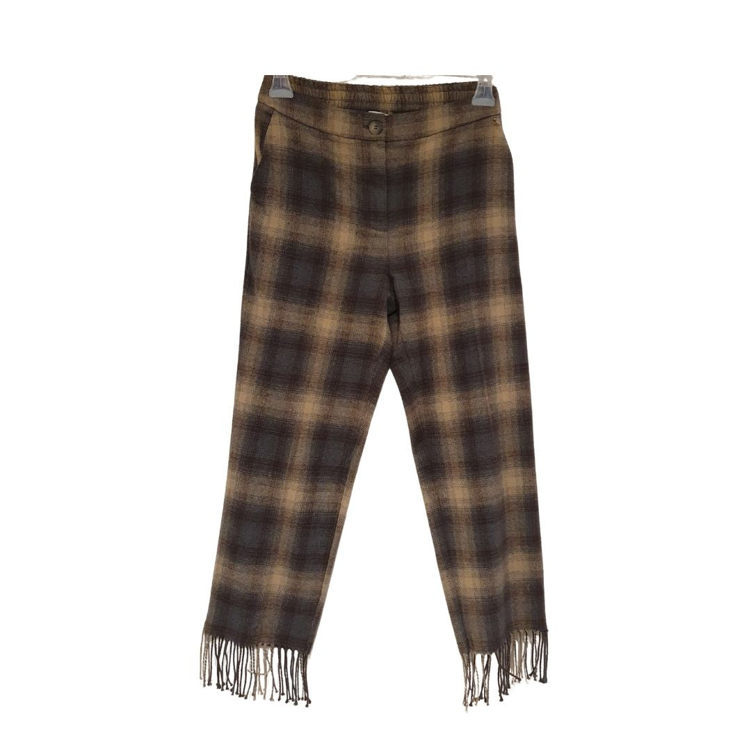 Pantalone cropped check con frange Souvenir