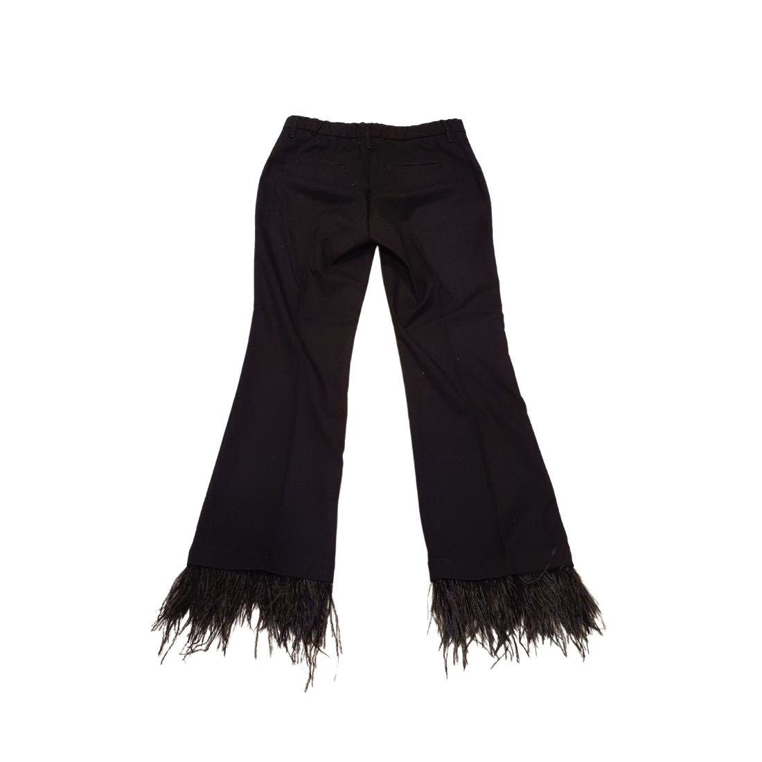 Pantalone nero con piume al fondo Ilovemypants