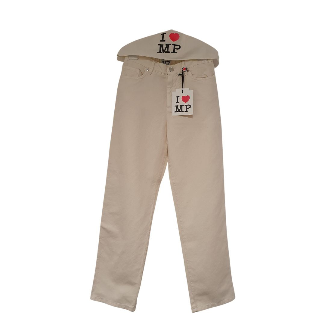 Pantalone carrot panna in cotone