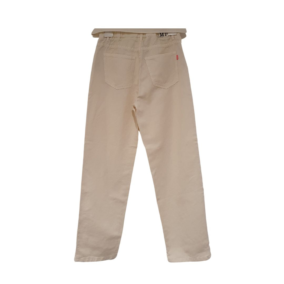 Pantalone carrot panna in cotone