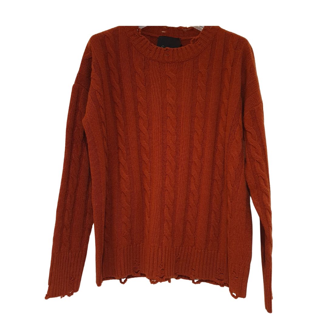 Pull girocollo con trecce e rotture Souvenir