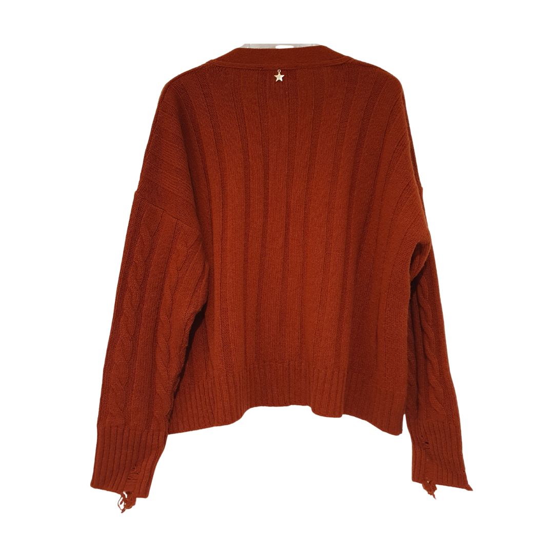 Pull girocollo con trecce e rotture Souvenir