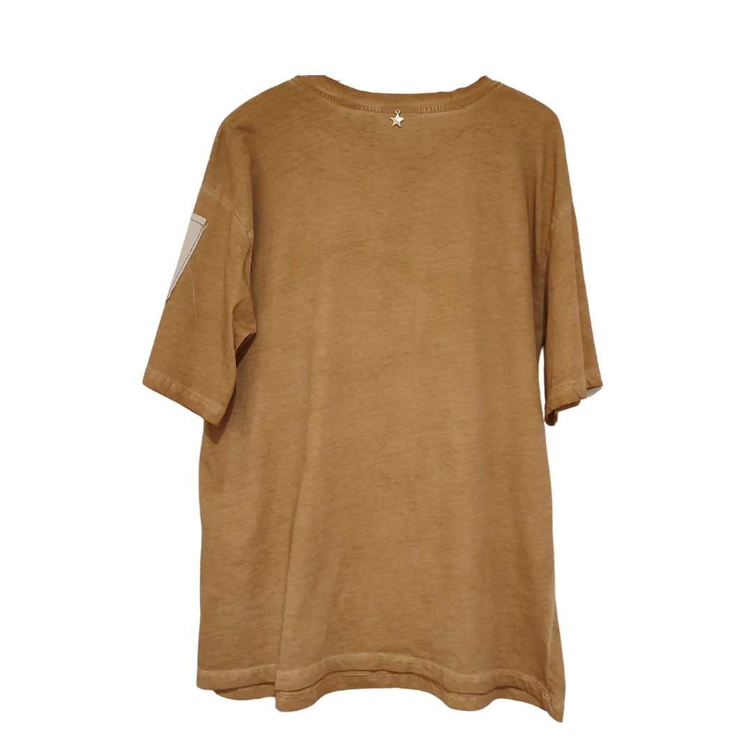T-shirt girocollo stampa angelo con patch Souvenir