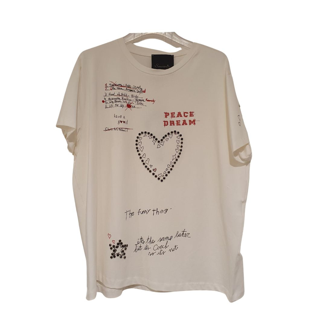 T-shirt over con applicazioni Souvenir