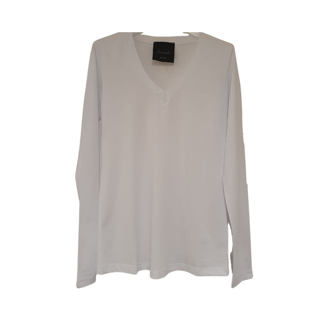 T-shirt basic scollo a V manica lunga Souvenir