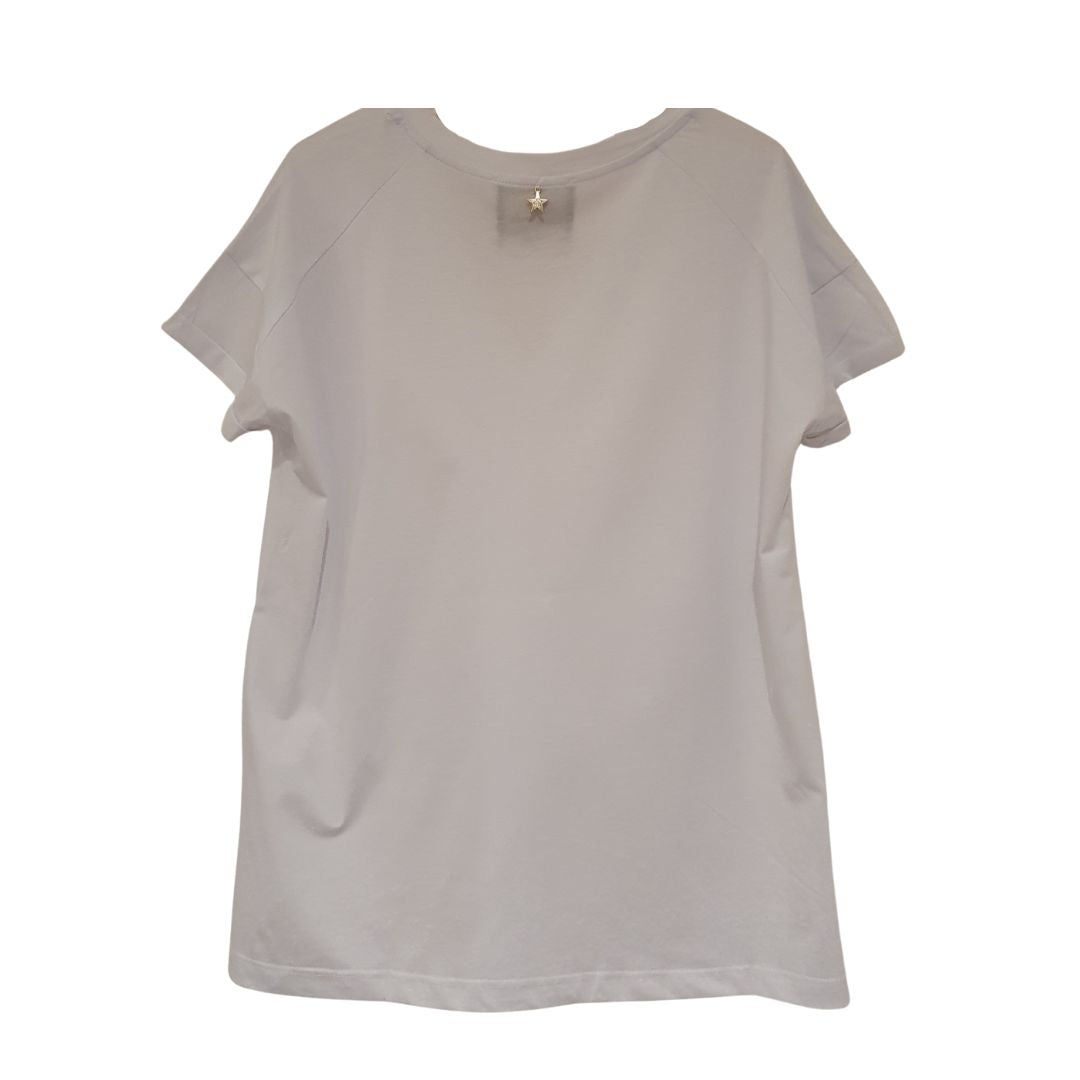 T-shirt bianca basic scollo a V Souvenir