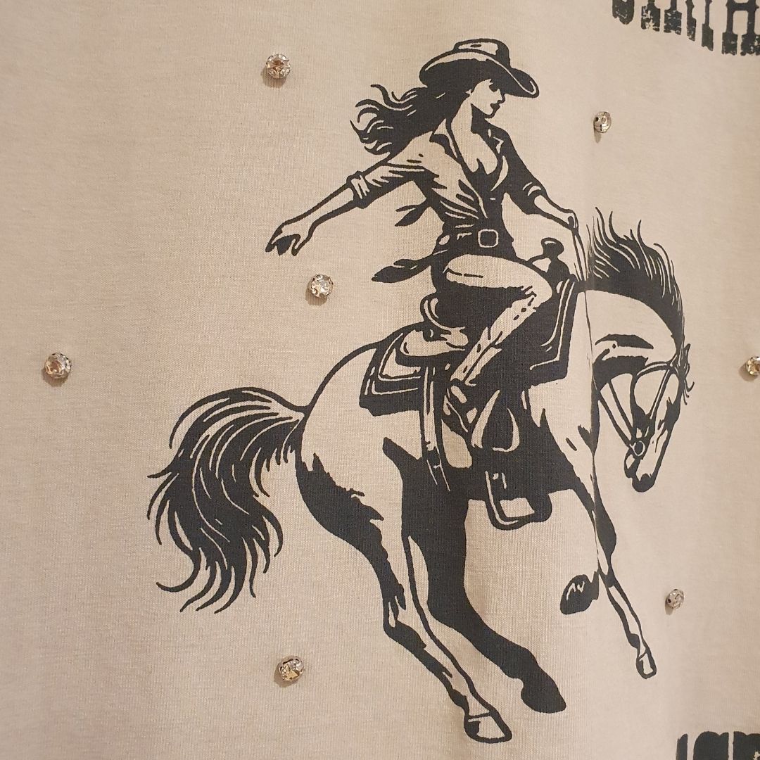 T-shirt con stampa e swarovski Souvenir