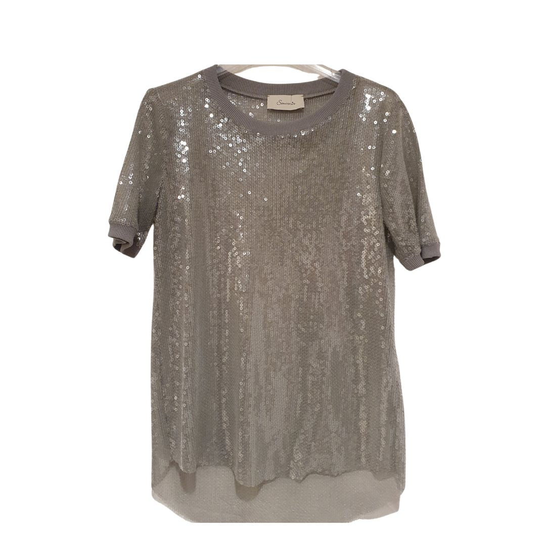 T-shirt trasparente con paillettes Souvenir