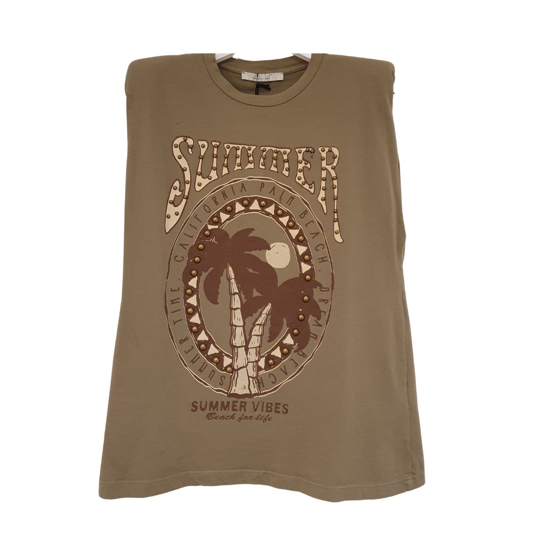 T-shirt smanicata con stampa Philia Loft