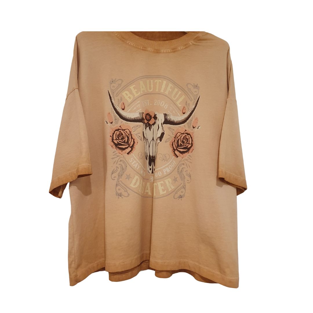 T-shirt over in cotone con stampa HaveOne