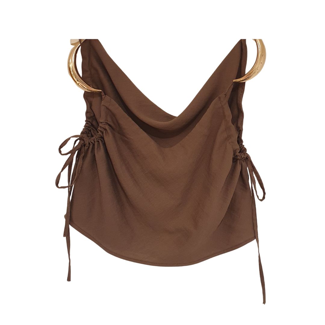 Top in misto lino con dettaglio metallico HaveOne