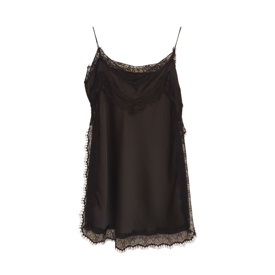 Top lungo nero con pizzo Philia Loft