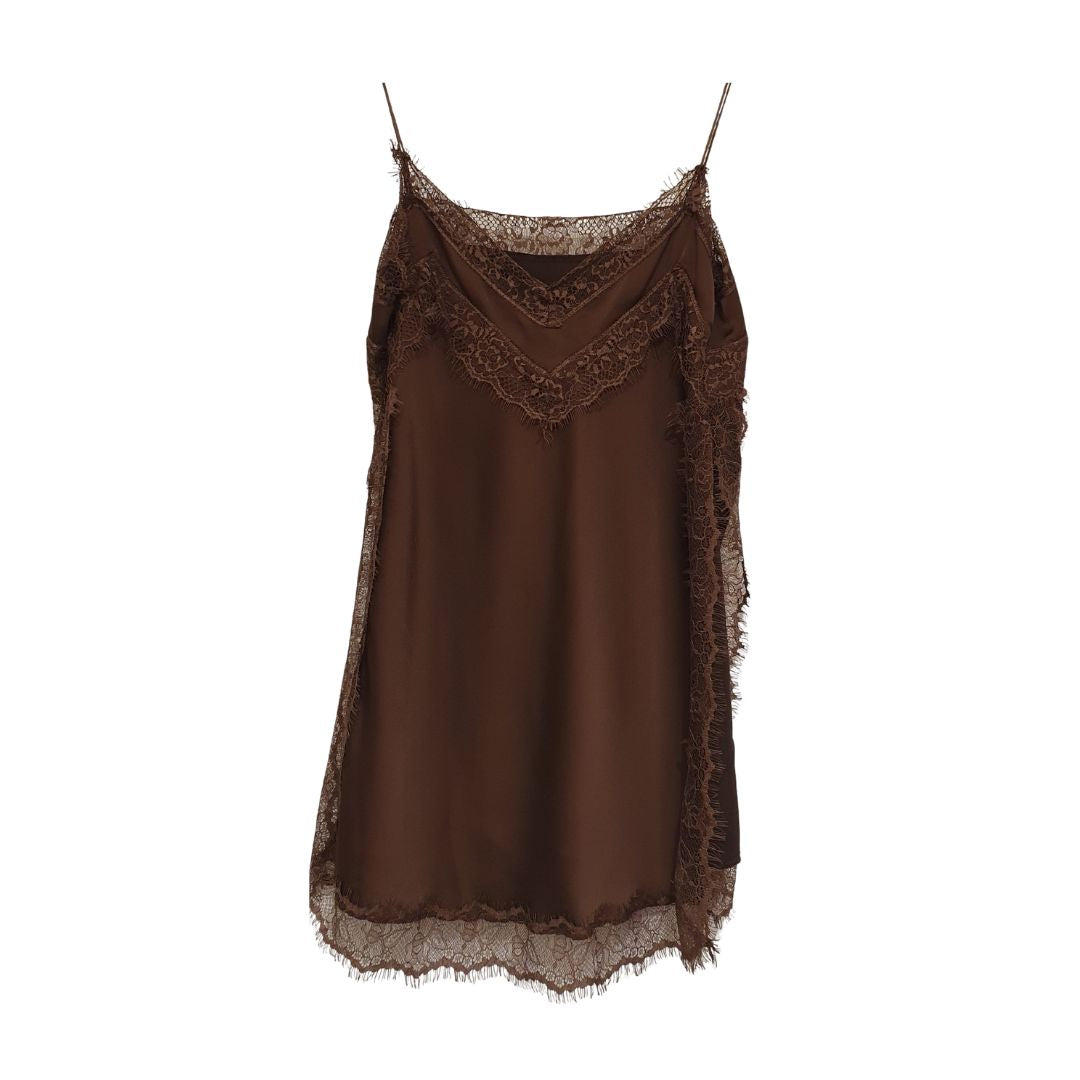 Top in raso lucido con pizzo Philia Loft